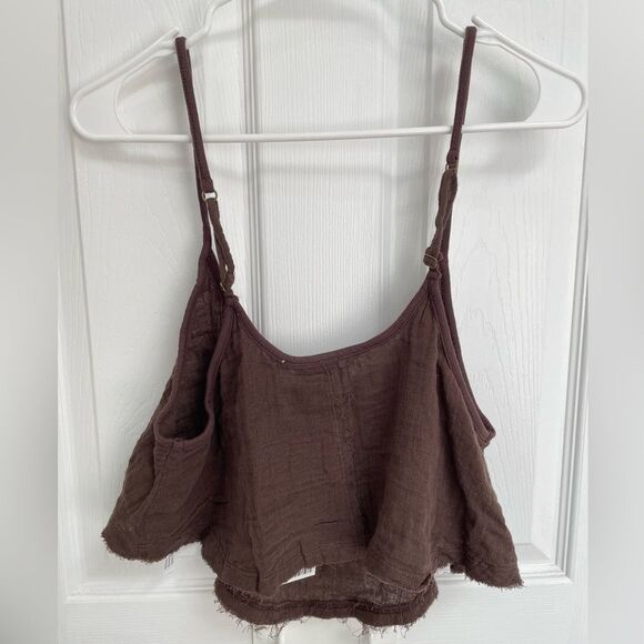 Out From Under Urban Outfitters Brown Cropped Cami 100% Cotton Women’s Size L - Picture 2 of 6